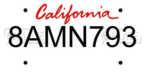 8AMN793 California License Plate