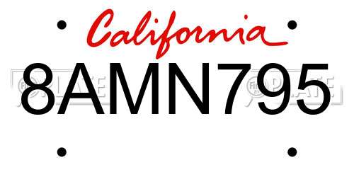 8AMN795 California License Plate
