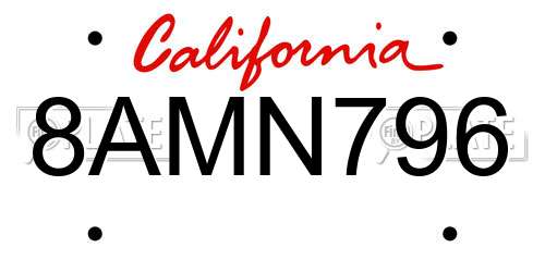 8AMN796 California License Plate