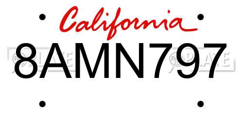 8AMN797 California License Plate