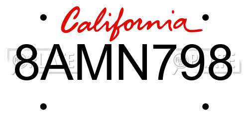 8AMN798 California License Plate