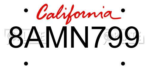 8AMN799 California License Plate