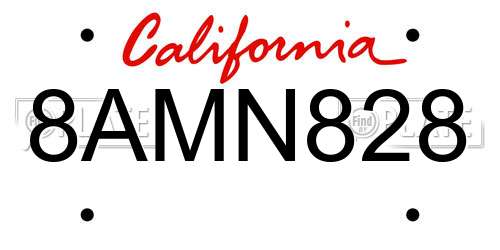 8AMN828 California License Plate