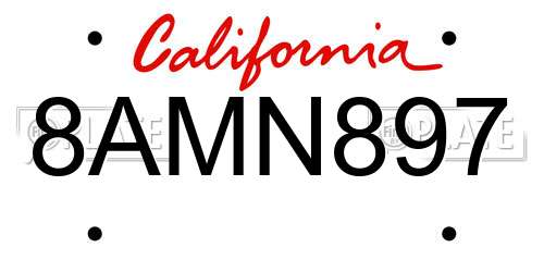 8AMN897 California License Plate