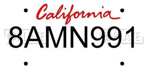 8AMN991 California License Plate