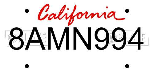 8AMN994 California License Plate