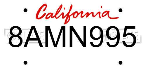 8AMN995 California License Plate