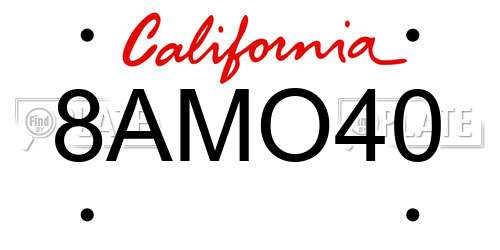 8AMO40 California License Plate