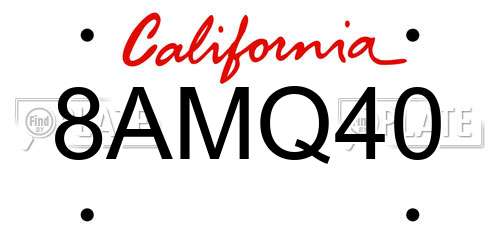 8AMQ40 California License Plate