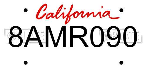 8AMR090 California License Plate