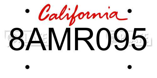 8AMR095 California License Plate
