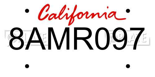 8AMR097 California License Plate