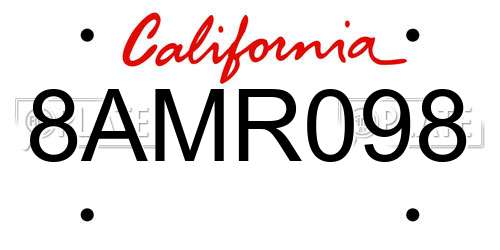 8AMR098 California License Plate