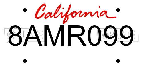 8AMR099 California License Plate