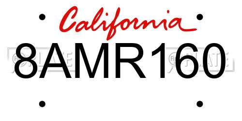 8AMR160 California License Plate