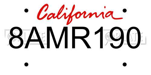 8AMR190 California License Plate