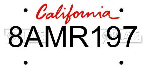 8AMR197 California License Plate