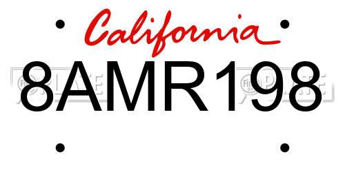 8AMR198 California License Plate