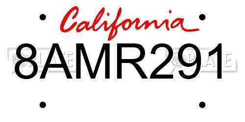 8AMR291 California License Plate