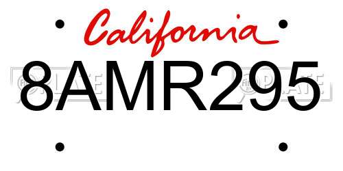 8AMR295 California License Plate