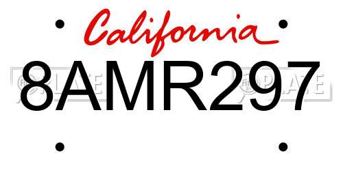 8AMR297 California License Plate