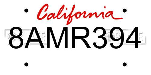 8AMR394 California License Plate