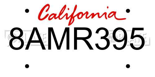 8AMR395 California License Plate