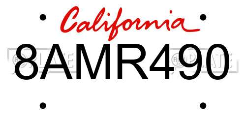 8AMR490 California License Plate