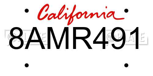 8AMR491 California License Plate