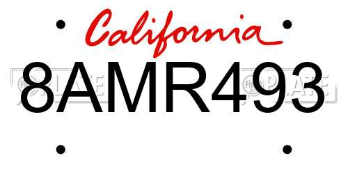 8AMR493 California License Plate