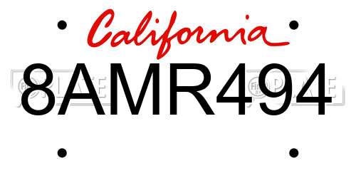 8AMR494 California License Plate