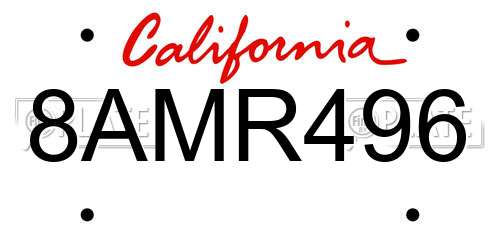 8AMR496 California License Plate