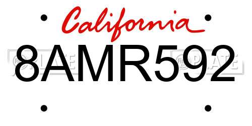 8AMR592 California License Plate