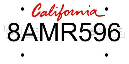 8AMR596 California License Plate