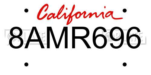 8AMR696 California License Plate