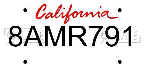 8AMR791 California License Plate
