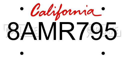 8AMR795 California License Plate