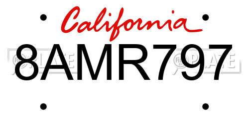 8AMR797 California License Plate