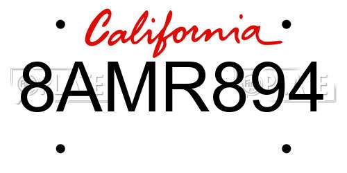 8AMR894 California License Plate