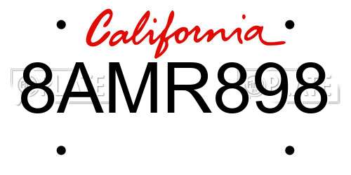8AMR898 California License Plate