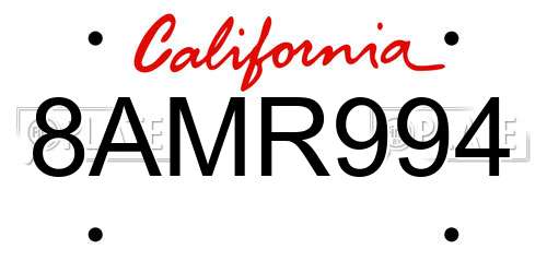 8AMR994 California License Plate