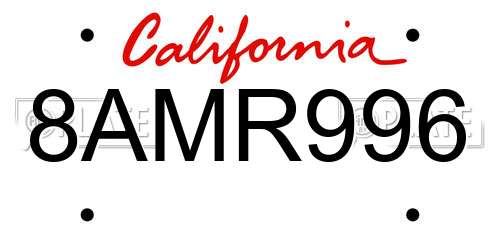 8AMR996 California License Plate