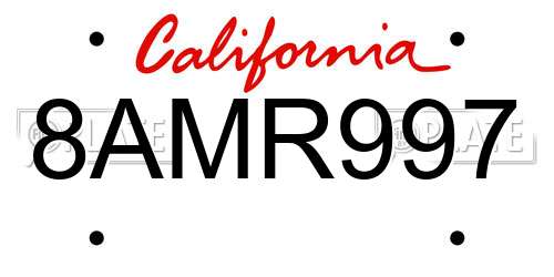 8AMR997 California License Plate