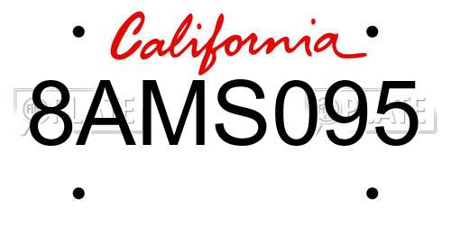 8AMS095 California License Plate