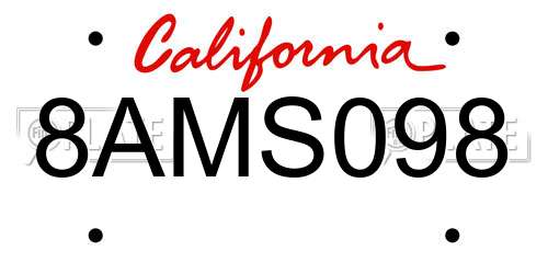 8AMS098 California License Plate