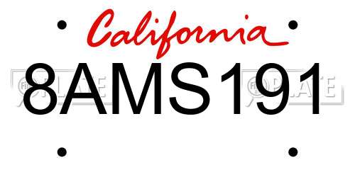 8AMS191 California License Plate