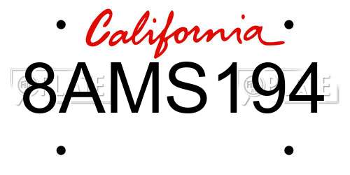 8AMS194 California License Plate