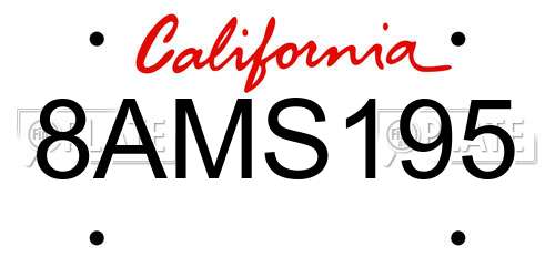 8AMS195 California License Plate