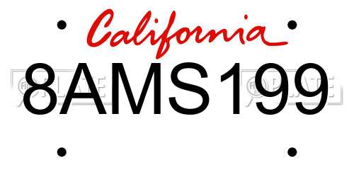 8AMS199 California License Plate