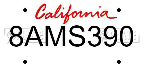 8AMS390 California License Plate